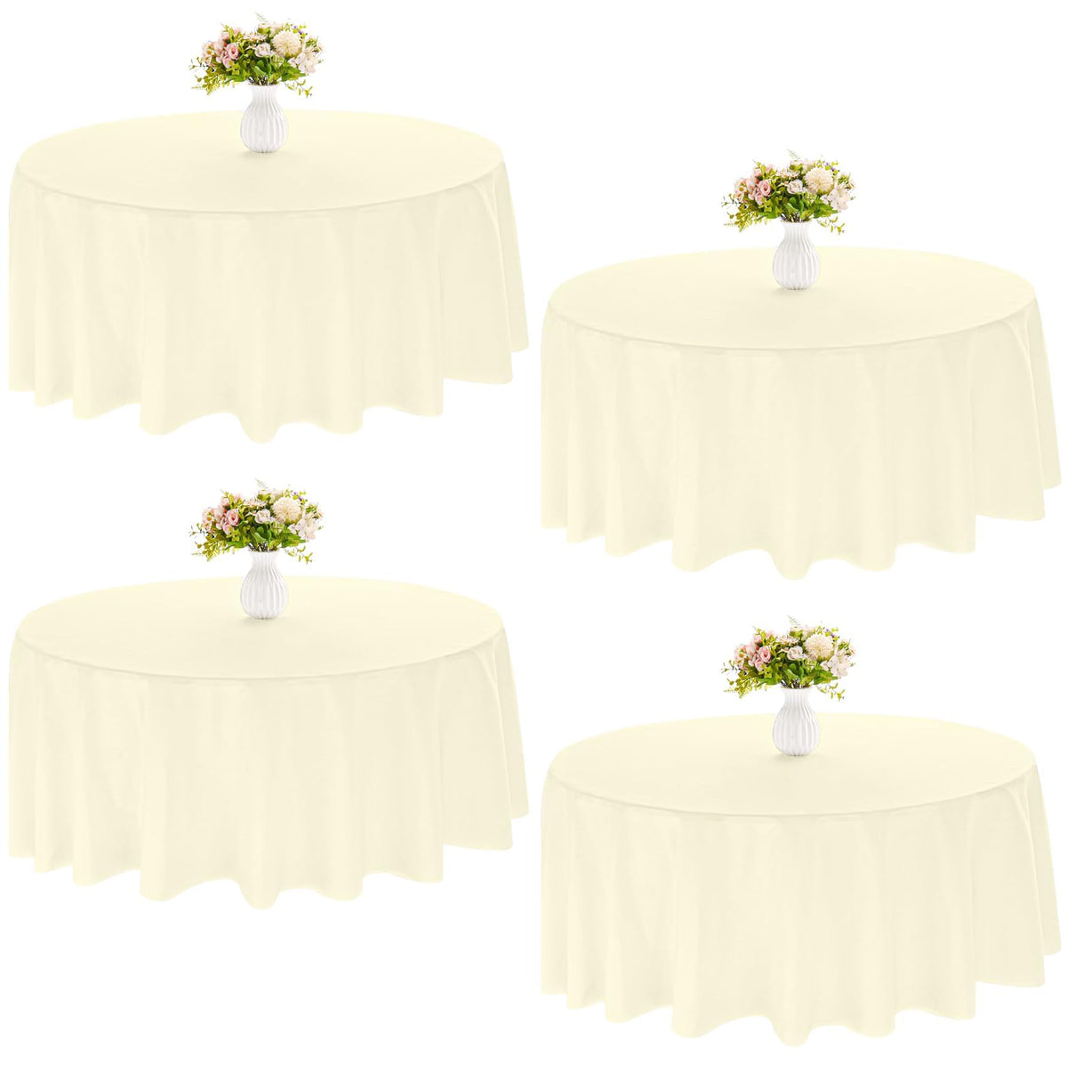 4 Pack Round Tablecloth 90 Inch Black Polyester Washable Fabric Table Covers for Wedding Dining Table Buffet Parties Banquet Decor