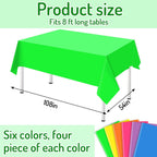 Whaline 24Pcs Neon Color Plastic Tablecloth, 6 Fluorescent Colors