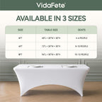 VidaFete Classic Series 140GSM Spandex Tablecloth 2Pcs, 6ft, White