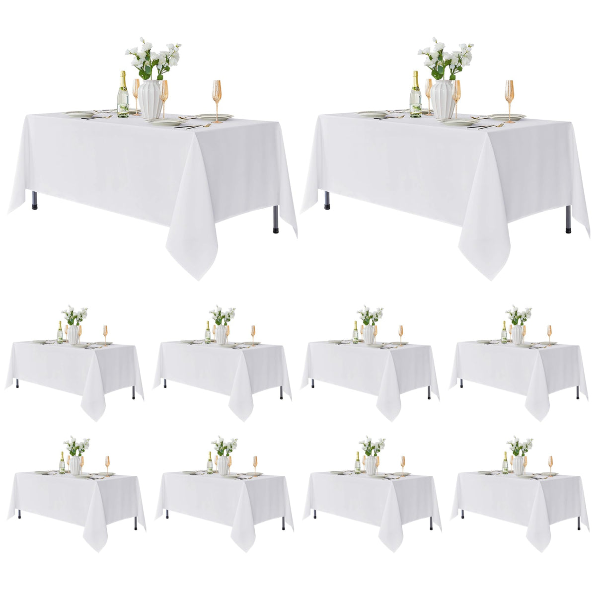 Fitable 6 Pack White Table Cloths 70x120 Inch for 6-8 Ft Rectangle Tables