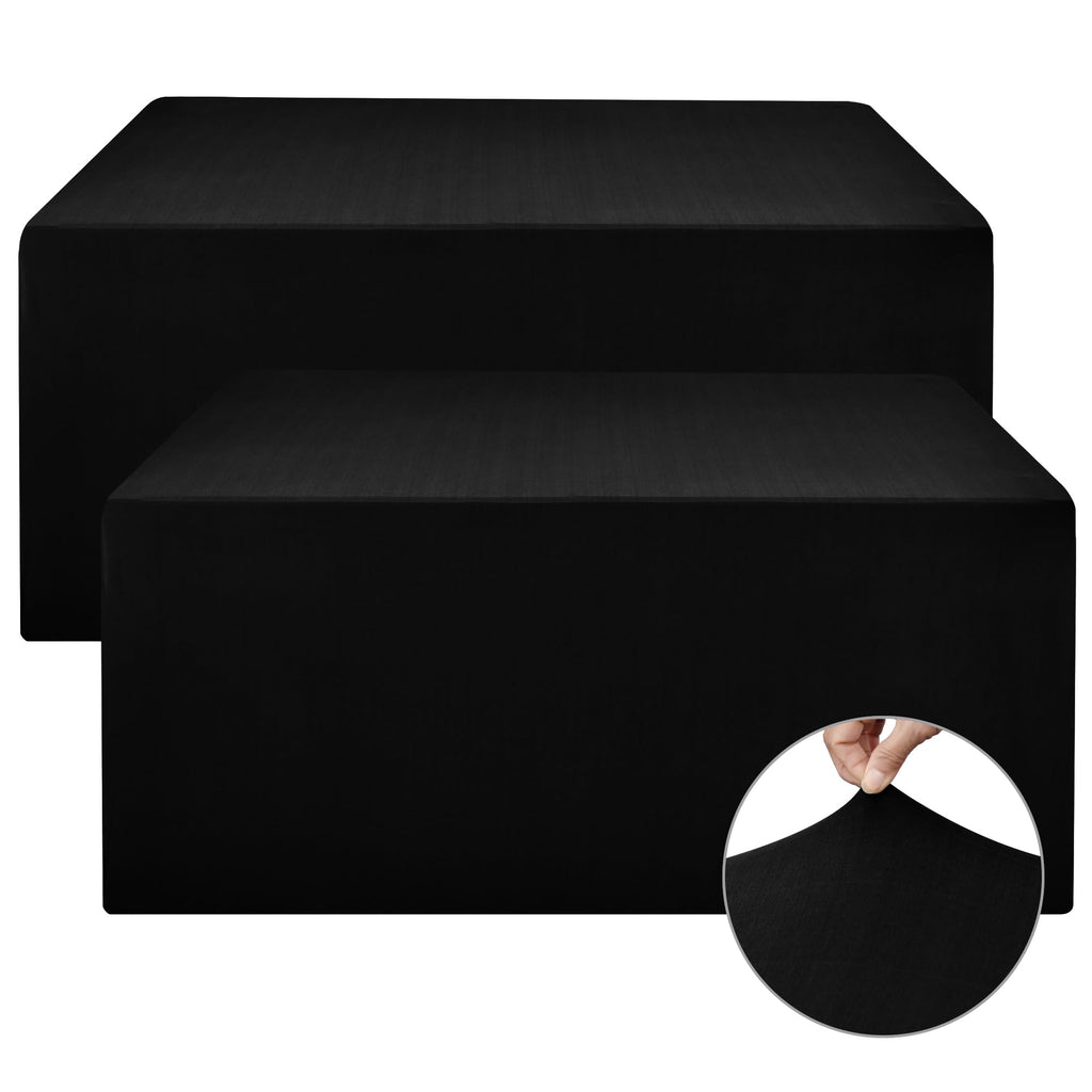 Black Rectangle Spandex Table Clothes For 6 Foot Rectangle Tables 4 Pack