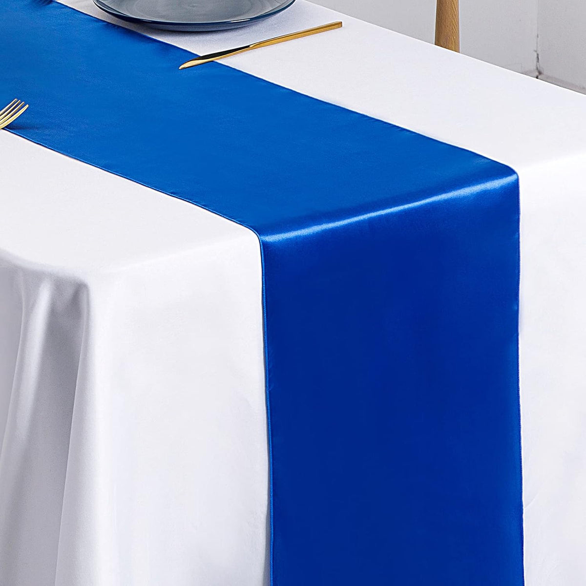 SiinvdaBZX 12 Pcs Royal Blue Satin Table Runner 12 x 108 inches Long