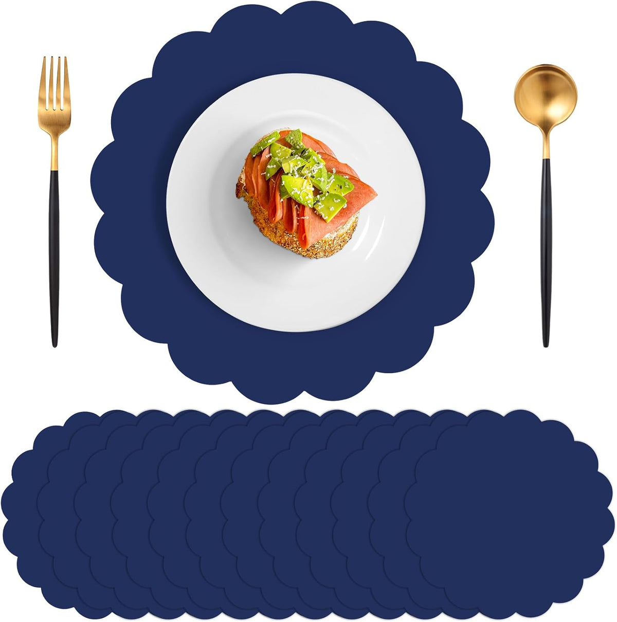 120 Pcs Navy Blue Paper Placemats, 13.5 Inch Disposable Scalloped Place Mat