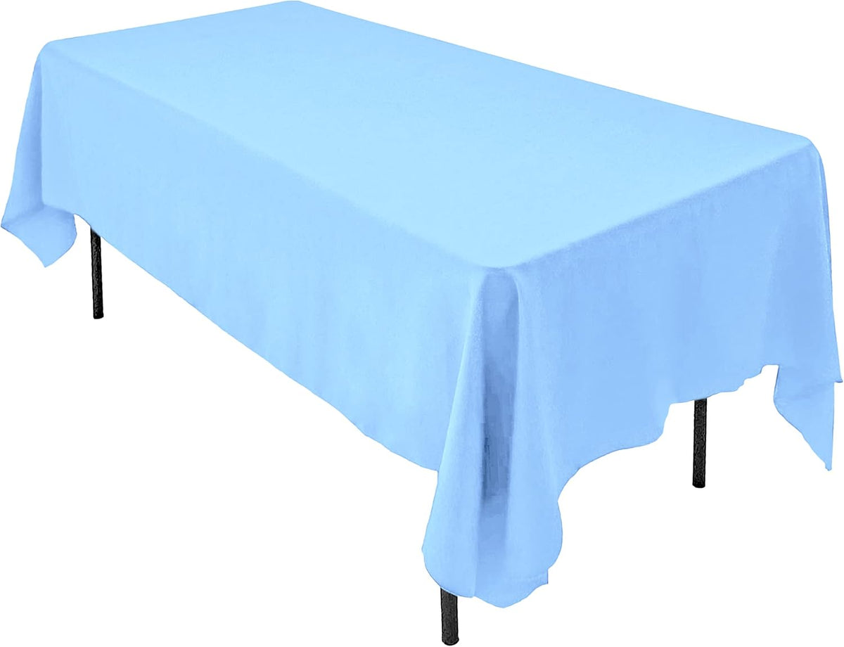 AK TRADING CO. 60 x 102-Inch Rectangular Polyester Tablecloth - Made in USA - Wrinkle-Resistant, Flame Retardant, Durable Party Table Cover, Banquet Tablecloth, Wedding Table Cover - Light Blue