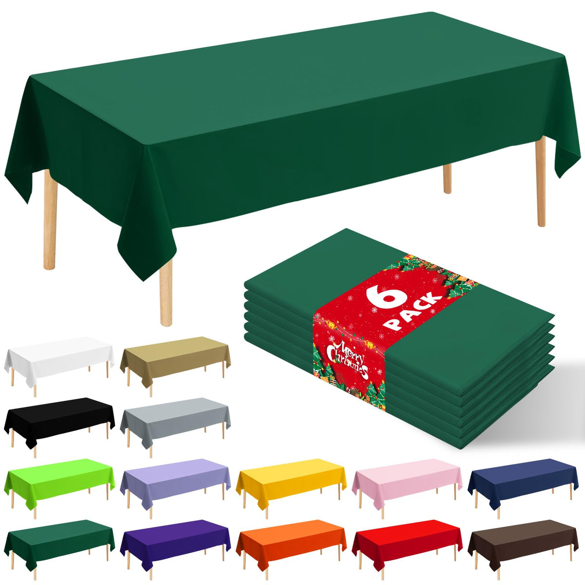 6 Pack Happy Birthday Plastic Tablecloths, 108" x 54" Rectangle Disposable Table Covers for Picnic Birthday Wedding Parties (Balloon)
