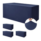 Black Rectangle Spandex Table Clothes For 6 Foot Rectangle Tables 4 Pack
