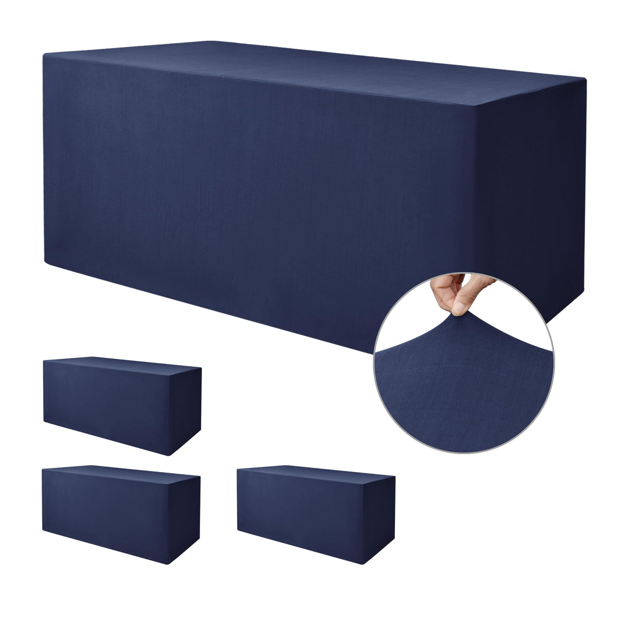 Black Rectangle Spandex Table Clothes For 6 Foot Rectangle Tables 4 Pack