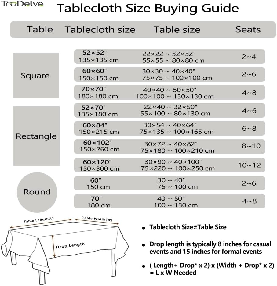TruDelve 120 Inch Cotton Tablecloth Blue Table Cloths for 8 Foot Rectangle Tables Modern Extra Long Tablecloth(Blue,120"x52",Rectangular)