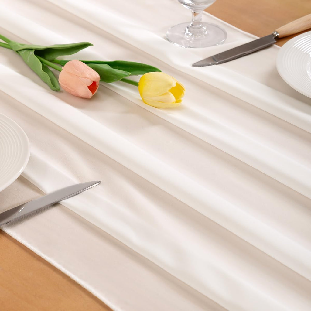 Ivory White Chiffon Table Runner Fall Boho Wedding Birthday Party Decor