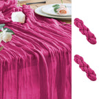 Wokceer Cheesecloth Table Runner Beige 10FT Boho Gauze Runner, 2 Pack