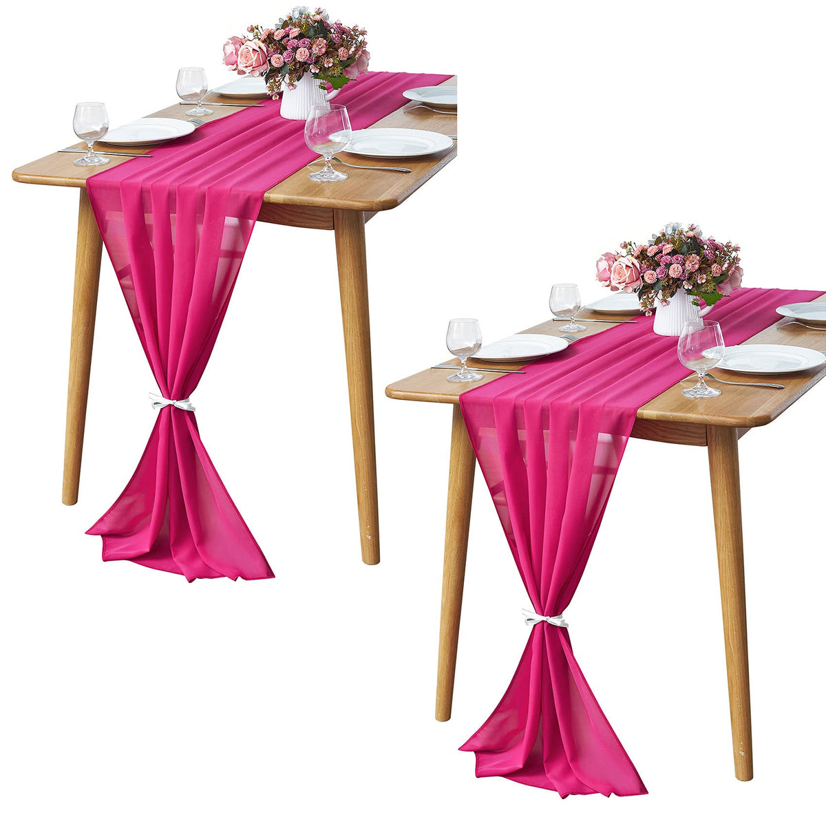 Pufogu 5 Pack 10Ft Light Yellow Chiffon Table Runner Sheer 29x120 Inch