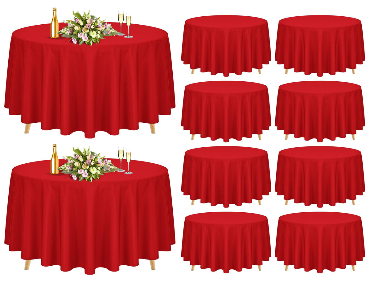 10 Pack Navy Blue Round Tablecloths 90 Inch, Polyester Round Table Cloth Circle Bulk Linen Washable Table Cloth Stain and Wrinkle Resistant Circle Table Cover for Wedding Party Dining Banquet