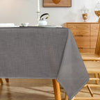 Natural Linen Rectangle Tablecloth, Slubby Textured Fall Lightweight Table Cloth 60 x 84 Inch, Water Resistant Stain Resistant Farmhouse Burlap Table Cover for Kitchen Dining Room, Brown