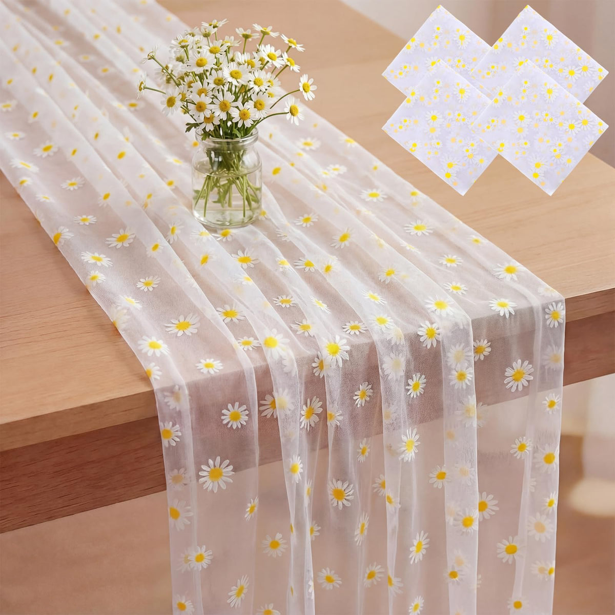 4 Pcs Pastel Colorful Tulle Table Runner Spring Summer Party