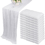 12 Pack 10Ft Cheesecloth Table Runner 35x120 Inch Boho Gauze Rustic Cheese Cloth Long Romantic Table Runner for Wedding Bridal Shower Birthday Party Table Decor (Beige)