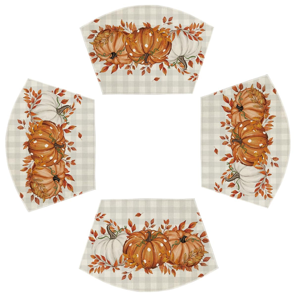 Artoid Mode Beige Pumpkins Leaves Fall Placemats Set of 4-12 x 18 Inch