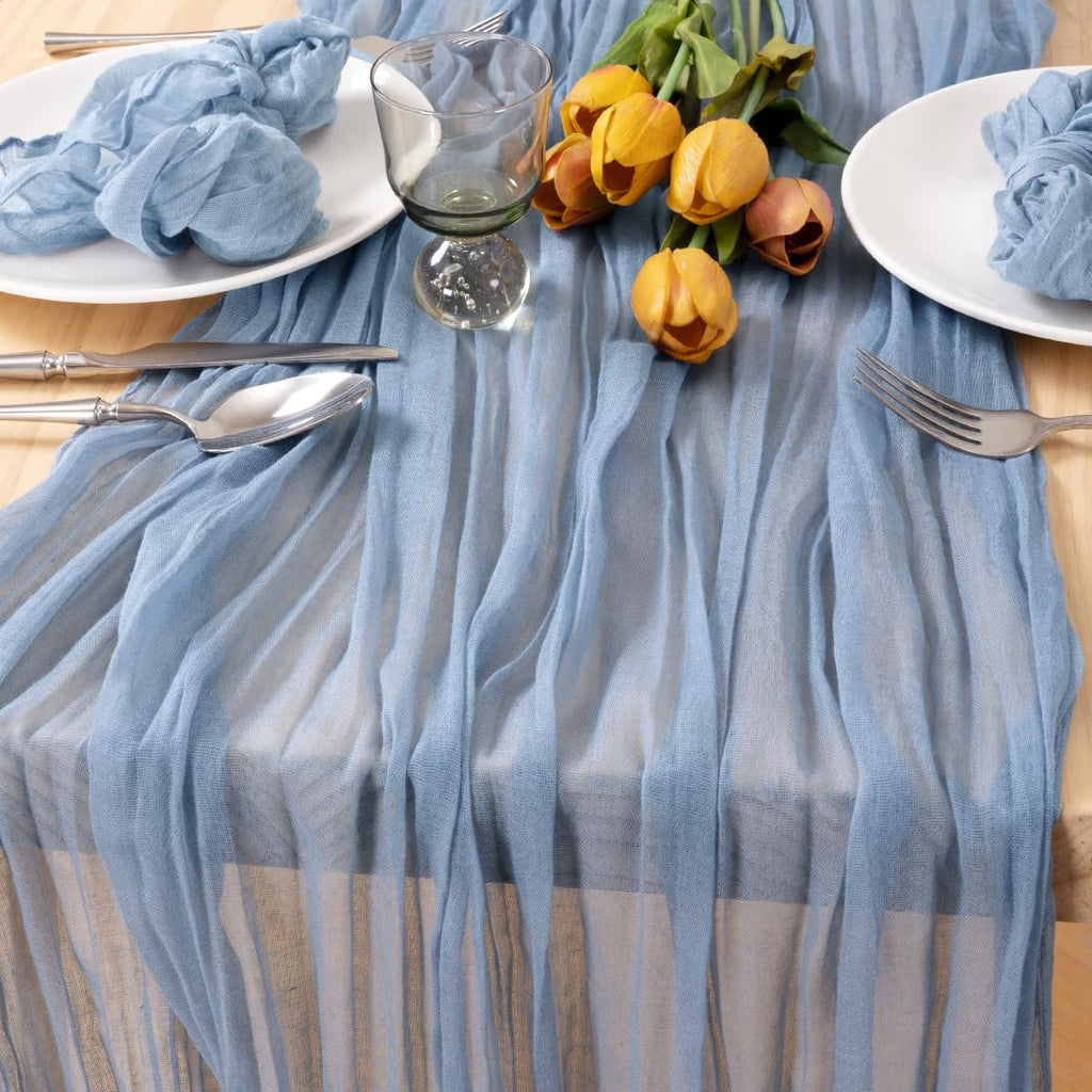 Ivory Cheesecloth Table Runner Farmhouse Fall Table Runner 10ft, 12 Pack