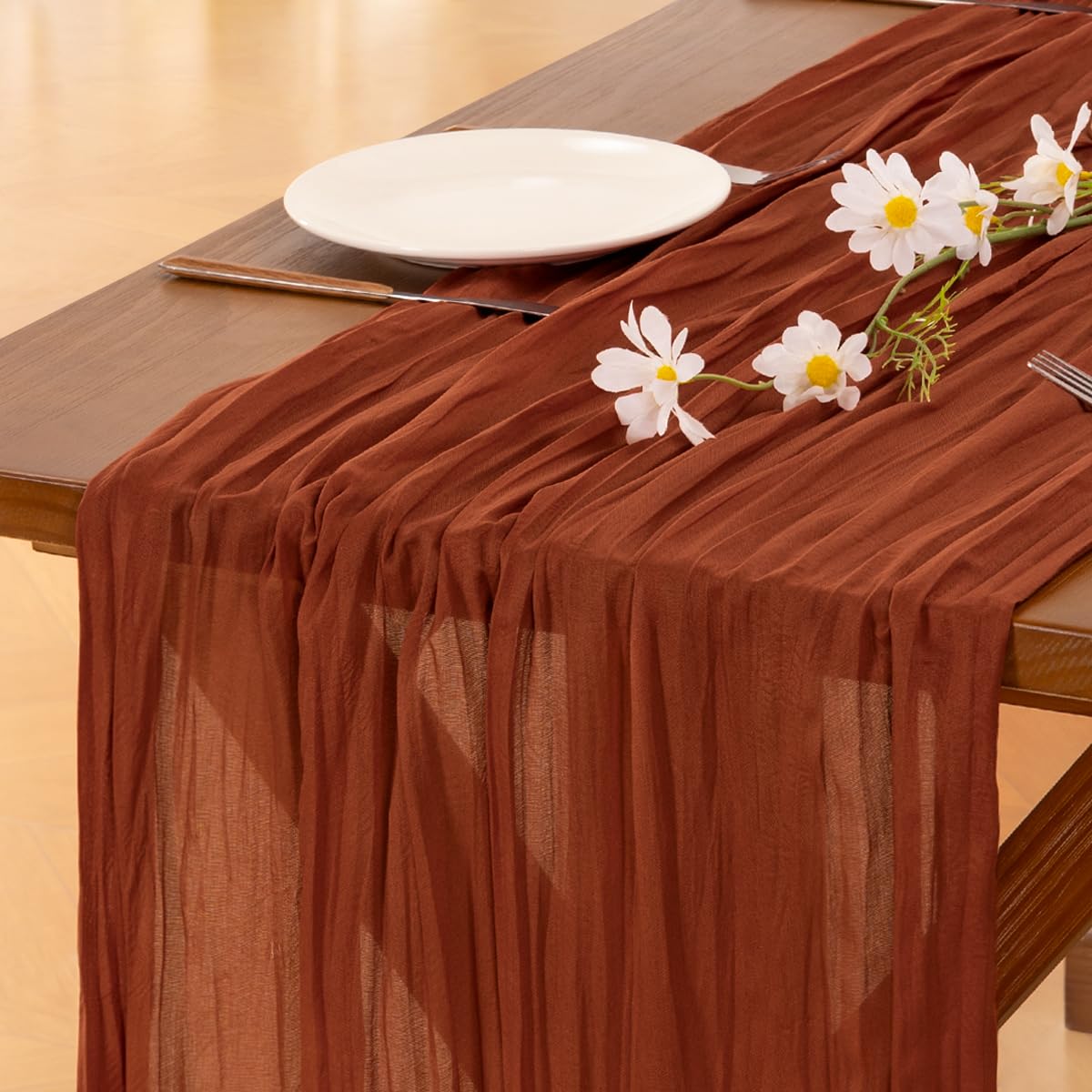 Blue Cheesecloth Table Runner Fall Boho Wedding Birthday Party Home Decor