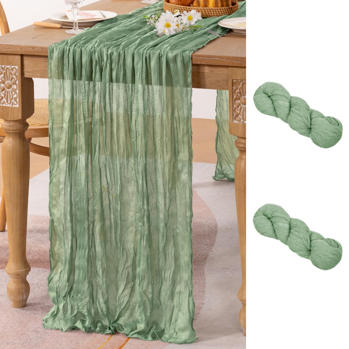 Ivory Cheesecloth Table Runner Farmhouse Fall Table Runner 10ft, 12 Pack