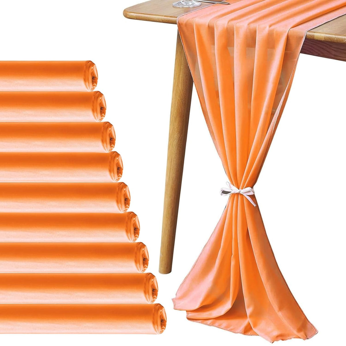 Pufogu 5 Pack 10Ft Light Yellow Chiffon Table Runner Sheer 29x120 Inch