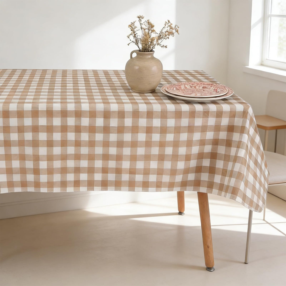 OUTCREATOR Halloween Tablecloth with Flannel Backing, Waterproof Round Table Cloth, Wipeable Plastic Table Cover for Fall Party Kitchen Dining Decor(Orange Halloween Silhouette, 60")