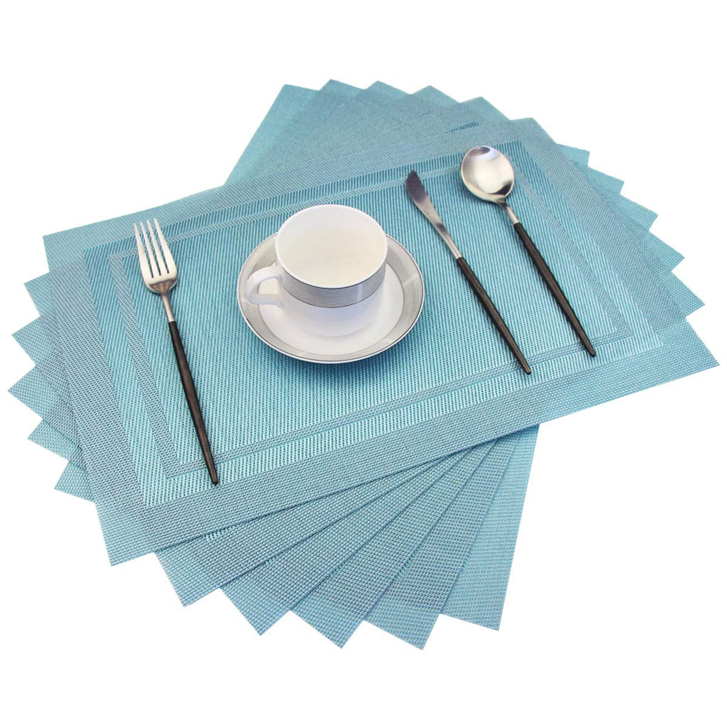 PIGCHCY Place Mats Heat-Resistant Non Slip Placemats Washable Easy to Clean Woven Vinyl Placemats for Dining Table (Set of 4, Brown)