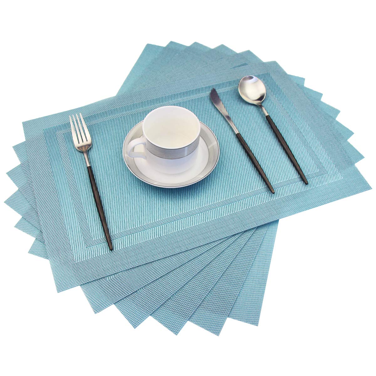 PIGCHCY Place Mats Heat-Resistant Non Slip Placemats Washable Easy to Clean Woven Vinyl Placemats for Dining Table (Set of 4, Brown)