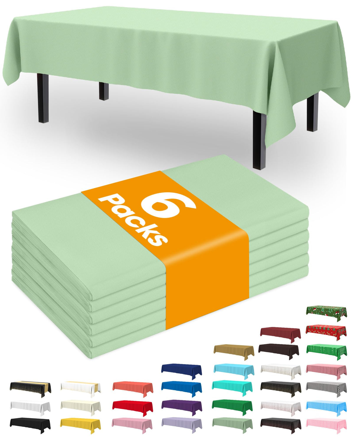 Pureegg Thanksgiving Tablecloths 6 Pack, 54 x 108 Inch, Pumpkin Harvest