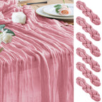 Wokceer Cheesecloth Table Runner Beige 10FT Boho Gauze Runner, 2 Pack