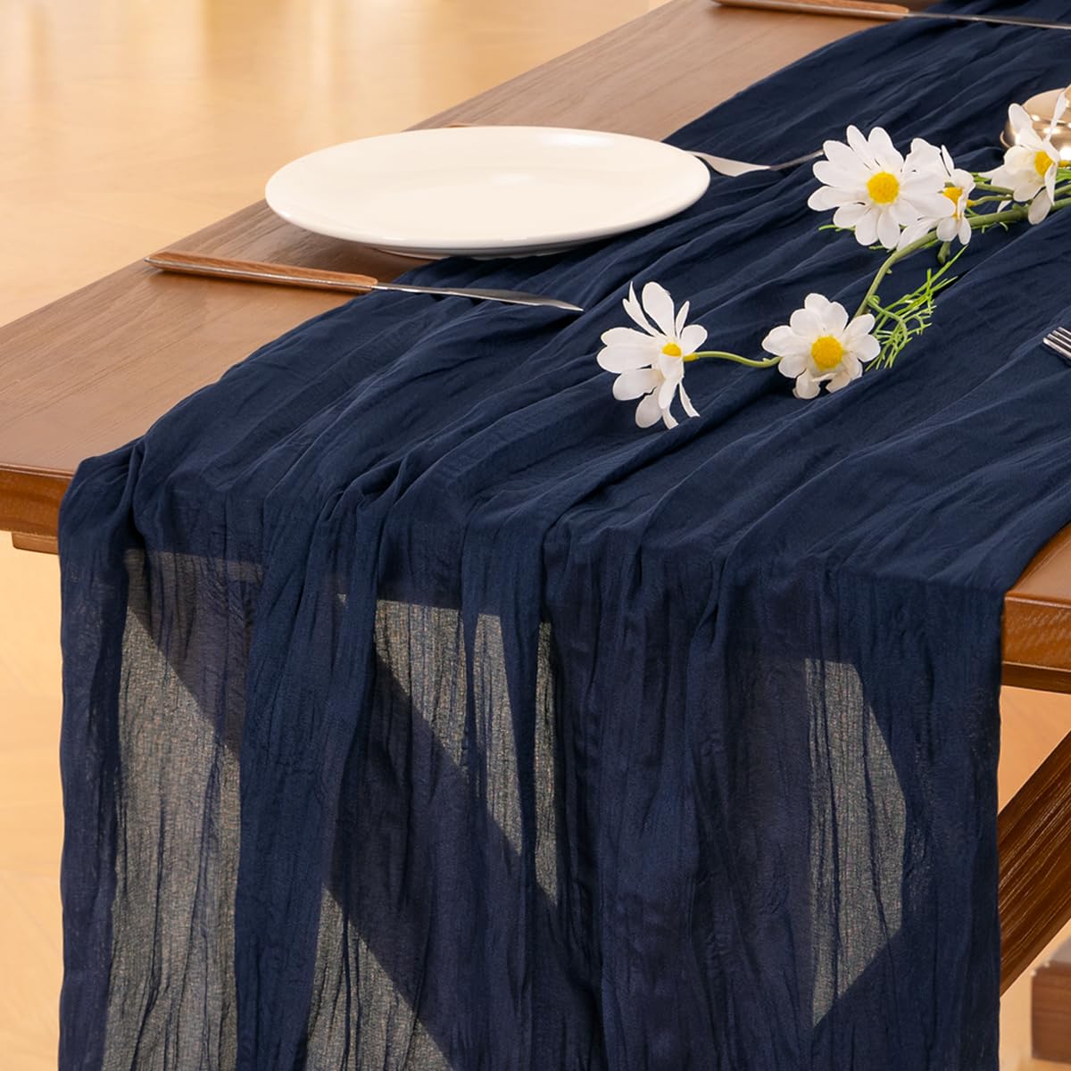 Blue Cheesecloth Table Runner Fall Boho Wedding Birthday Party Home Decor