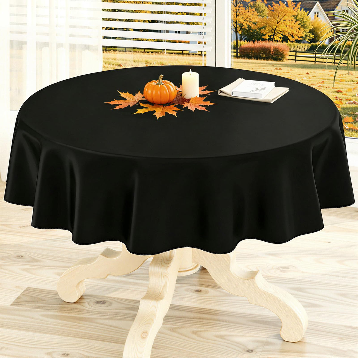homing Rectangle Black Vinyl Waterproof Tablecloth with Flannel Backed
