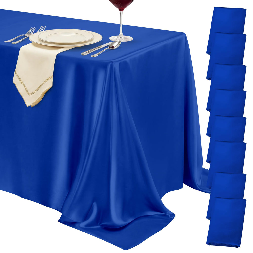 4 Pack Burgundy Satin Tablecloth 58 x 102 Inch Overlay Seamless Design
