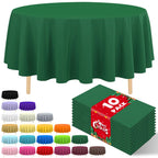 10 Pack Gold Round Tablecloth 84 Inch Round Plastic Table Cloth Disposable Waterproof Table Cover for Wedding Birthday Bridal Shower Party Decorations