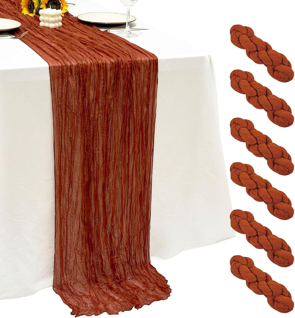 6Pack Terracotta Cheesecloth Table Runner 17x108 inch Sheer Table Runner