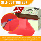 RowinsyDD 54 in X 300 FT Red Plastic Table Cover Roll with Slide Cutter