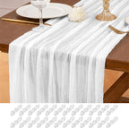 12 Pack Brown Table Runner 10Ft Cheesecloth Table Runner Rustic Gauze Table Runners Romantic Long Sheer Fabric Cheese Cloth Table Runners for Wedding Party Bridal Baby Shower