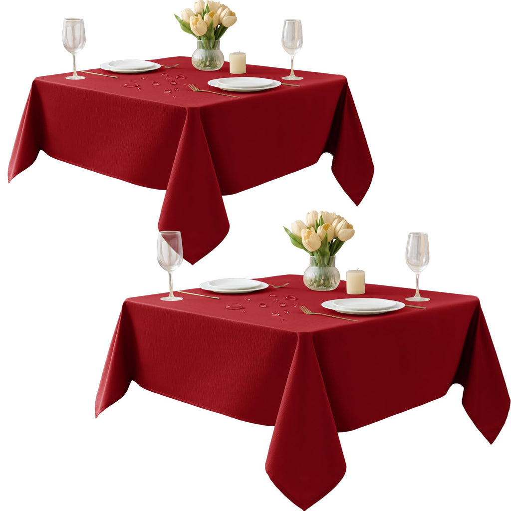 Table Cloths Rectangle 6ft, Slub Textured, Waterproof, 2-Pack
