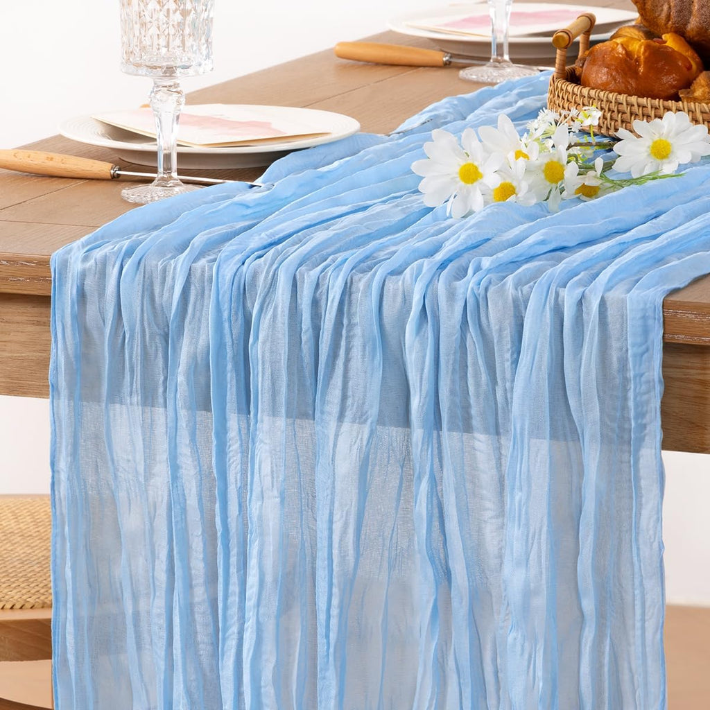Ivory Cheesecloth Table Runner Farmhouse Fall Table Runner 10ft, 12 Pack