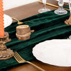 4 Pack Green Velvet Table Runner Cloth Fall Luxurious Wedding Party Decor