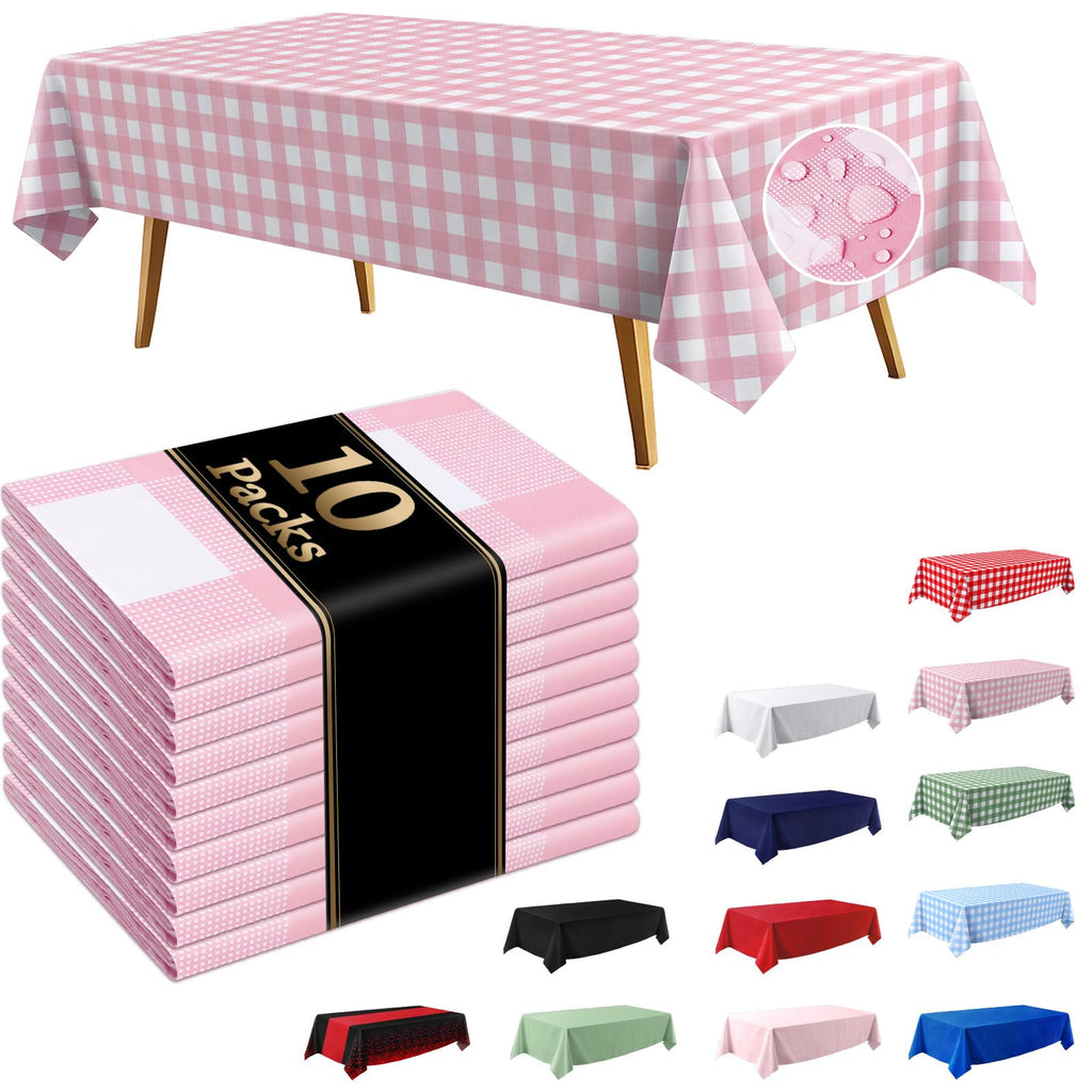 10 Pack Light Pink Disposable Tablecloth, Leakproof & Sturdy Table Cloth