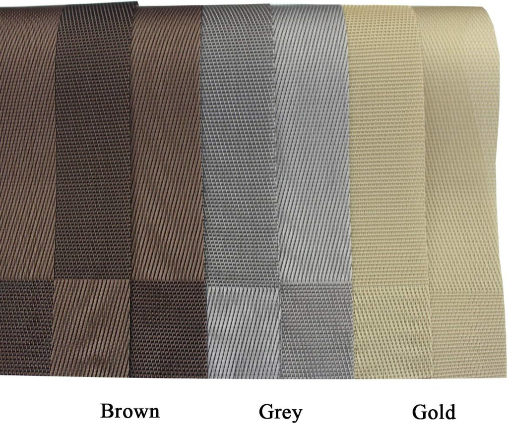 PIGCHCY Place Mats Heat-Resistant Non Slip Placemats Washable Easy to Clean Woven Vinyl Placemats for Dining Table (Set of 4, Brown)