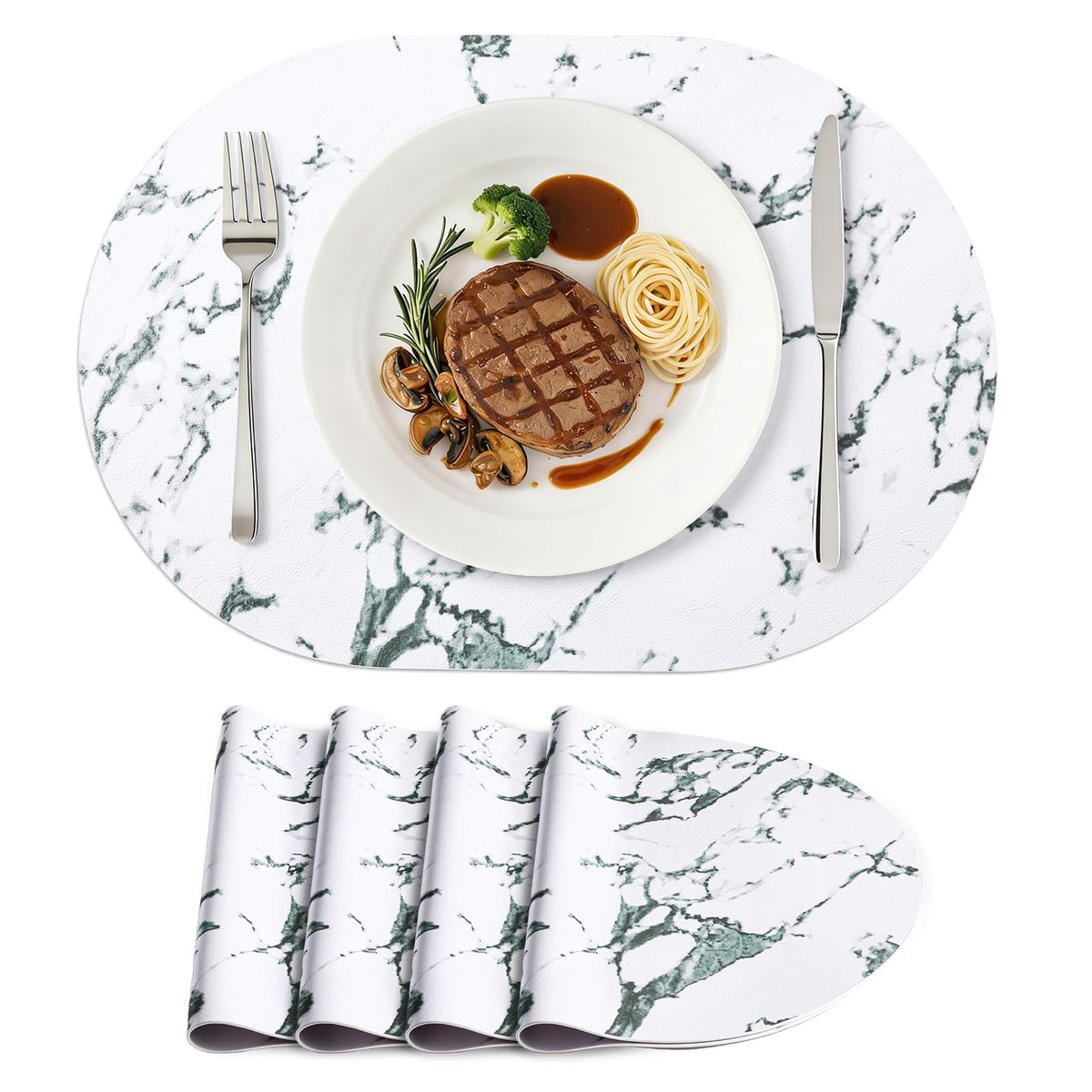 homing Heat Resistant Oval Placemats Set of 6, Navy