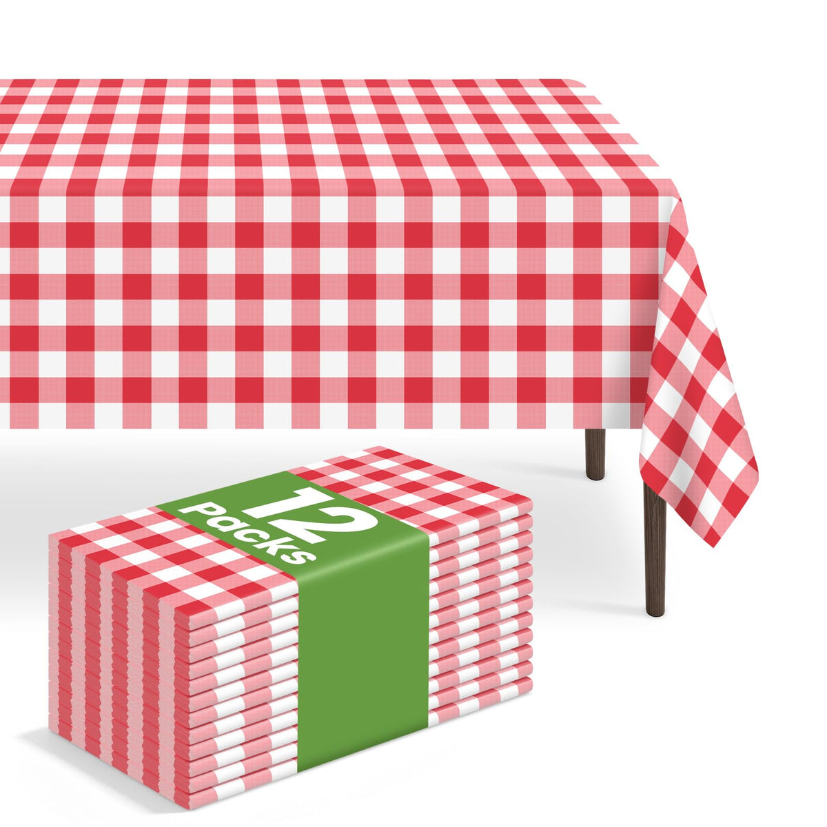 6 Pack Disposable Blue Gingham Plastic Tablecloth, 54 x 108 Inch