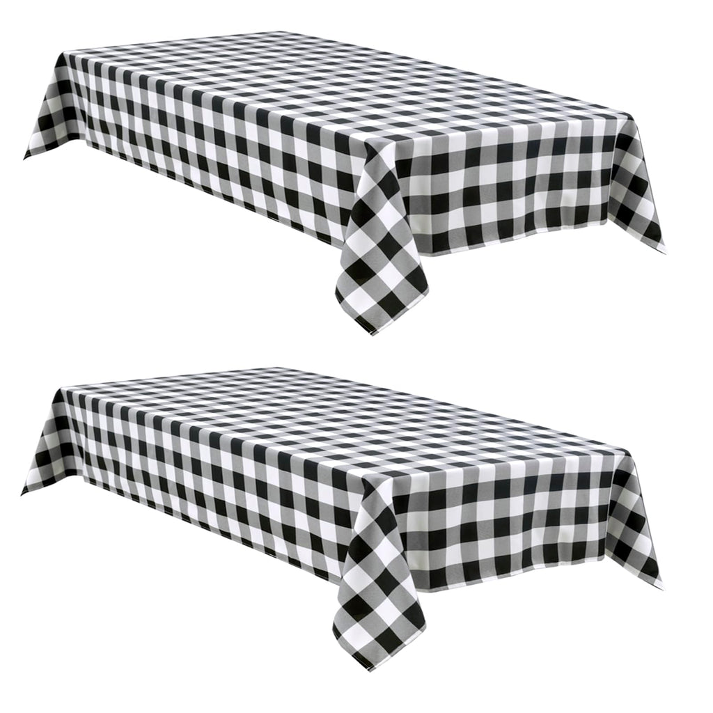 Hiasan Buffalo Plaid Tablecloth, 2 Pack, 60 x 84 inch, Black and White