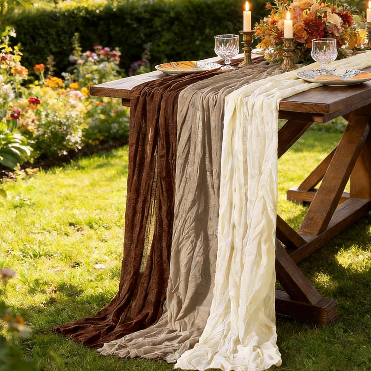 Blue Cheesecloth Table Runner Fall Boho Wedding Birthday Party Home Decor