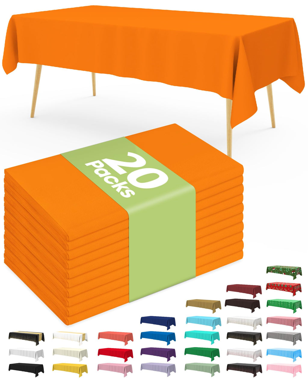 Pureegg 20 Pack Sage Green Disposable Plastic Tablecloth 54x108 Inch