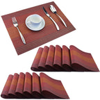 PIGCHCY Placemats,Durable Placemats for Dining Table,Washable Woven Vinyl Kitchen Placemats Set of 4 (Brown)
