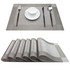 PIGCHCY Place Mats Heat-Resistant Non Slip Placemats Washable Easy to Clean Woven Vinyl Placemats for Dining Table (Set of 4, Brown)