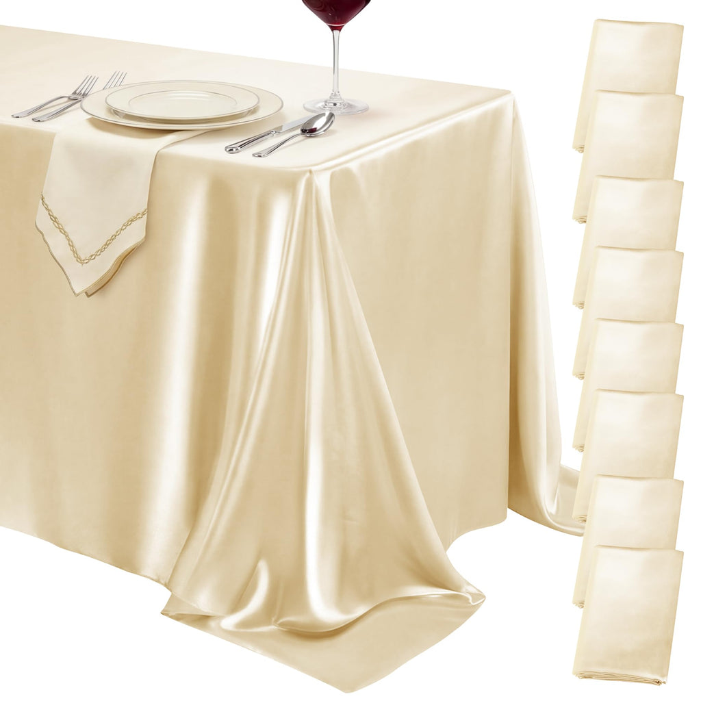 4 Pack Burgundy Satin Tablecloth 58 x 102 Inch Overlay Seamless Design