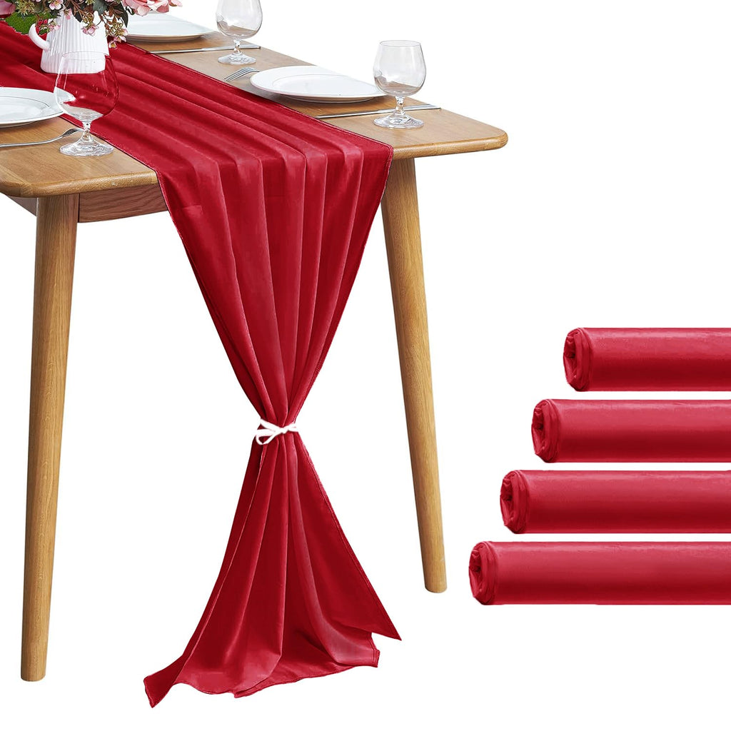 Pufogu 5 Pack 10Ft Light Yellow Chiffon Table Runner Sheer 29x120 Inch